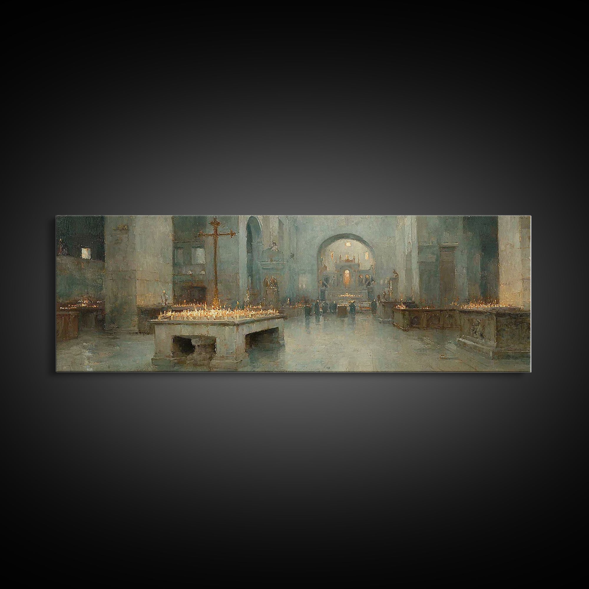 Silent Chapel Peace – Framed Canvas Print – Christian Art Canvas – Panoramic Wall Art – Christmas Art – Christian Wall Art – Christian Gift