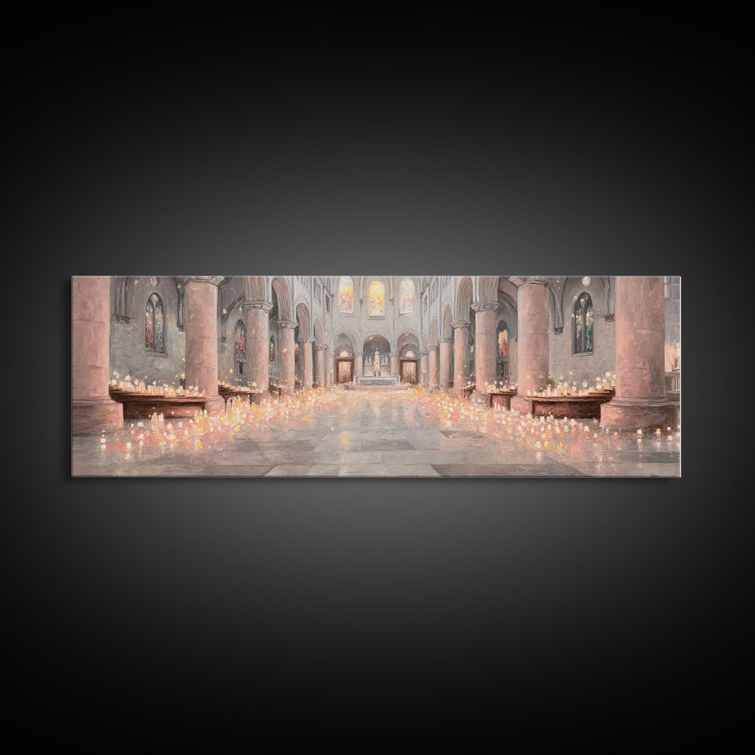 Sacred Night Vigil – Framed Canvas Print – Christian Art Canvas – Panoramic Painting – Christian Wall Art – Christmas Art – Christian Gift