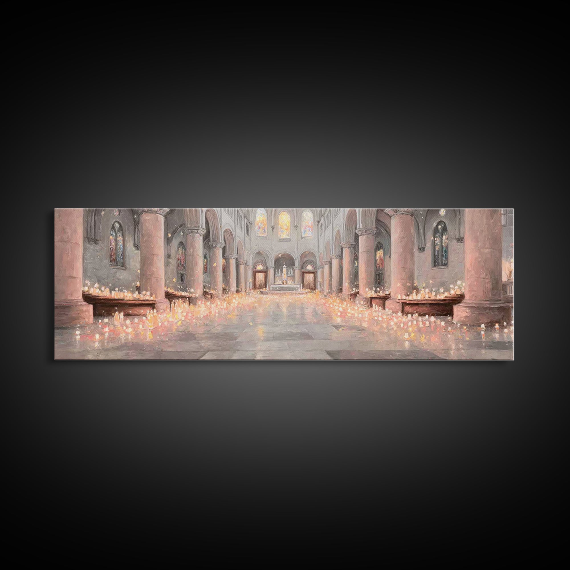 Sacred Night Vigil – Framed Canvas Print – Christian Art Canvas – Panoramic Painting – Christian Wall Art – Christmas Art – Christian Gift