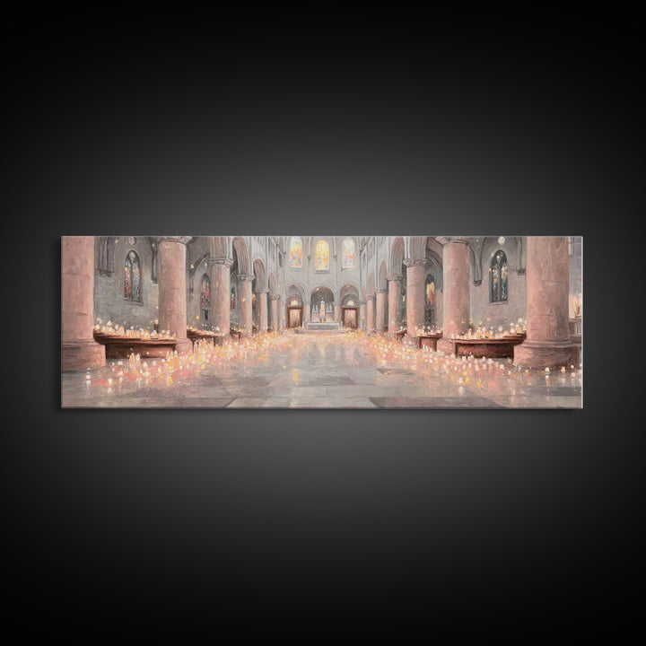 Sacred Night Vigil – Framed Canvas Print – Christian Art Canvas – Panoramic Painting – Christian Wall Art – Christmas Art – Christian Gift