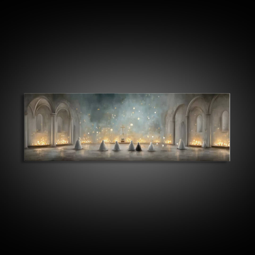 Riverside Shepherd Calm | Framed Canvas Print | Jesus Painting | Christian Wall Art | Panoramic Art | Christian Art Canvas | Christian Gift