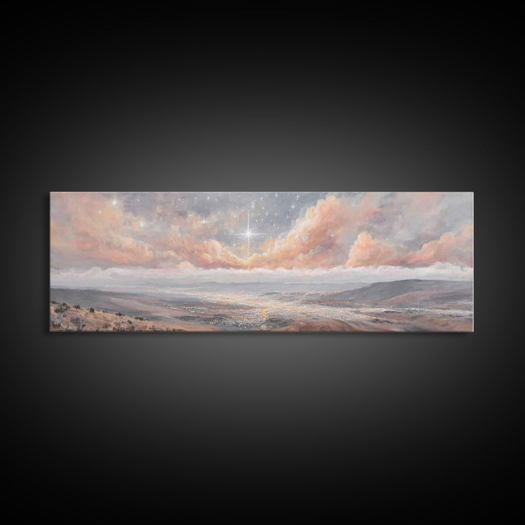 The Guiding Star – Framed Canvas Print – Christian Wall Art – Panoramic Art – Christian Art Canvas – Christmas Art – Christian Decor