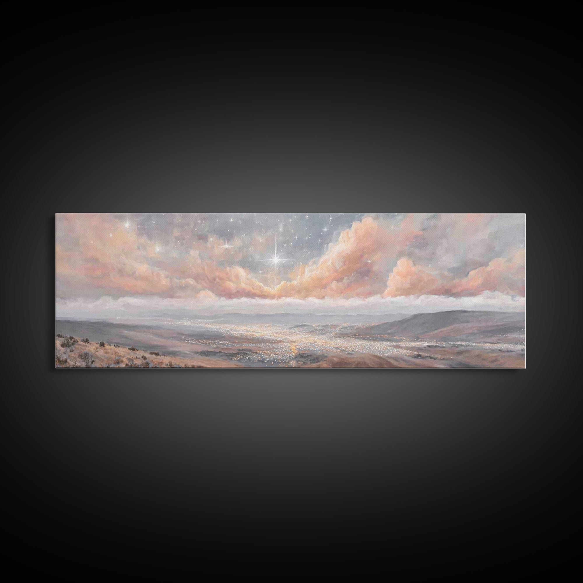 The Guiding Star – Framed Canvas Print – Christian Wall Art – Panoramic Art – Christian Art Canvas – Christmas Art – Christian Decor