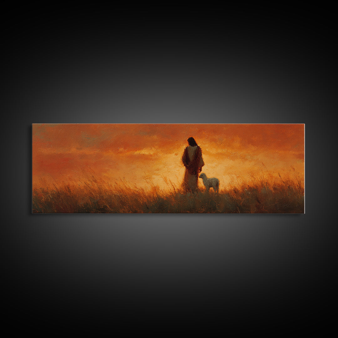 Hillside Promise | Framed Canvas Print | Christian Art Work | Jesus Painting | Extra Wide Art | Christian Christmas Art | Christian Decorat