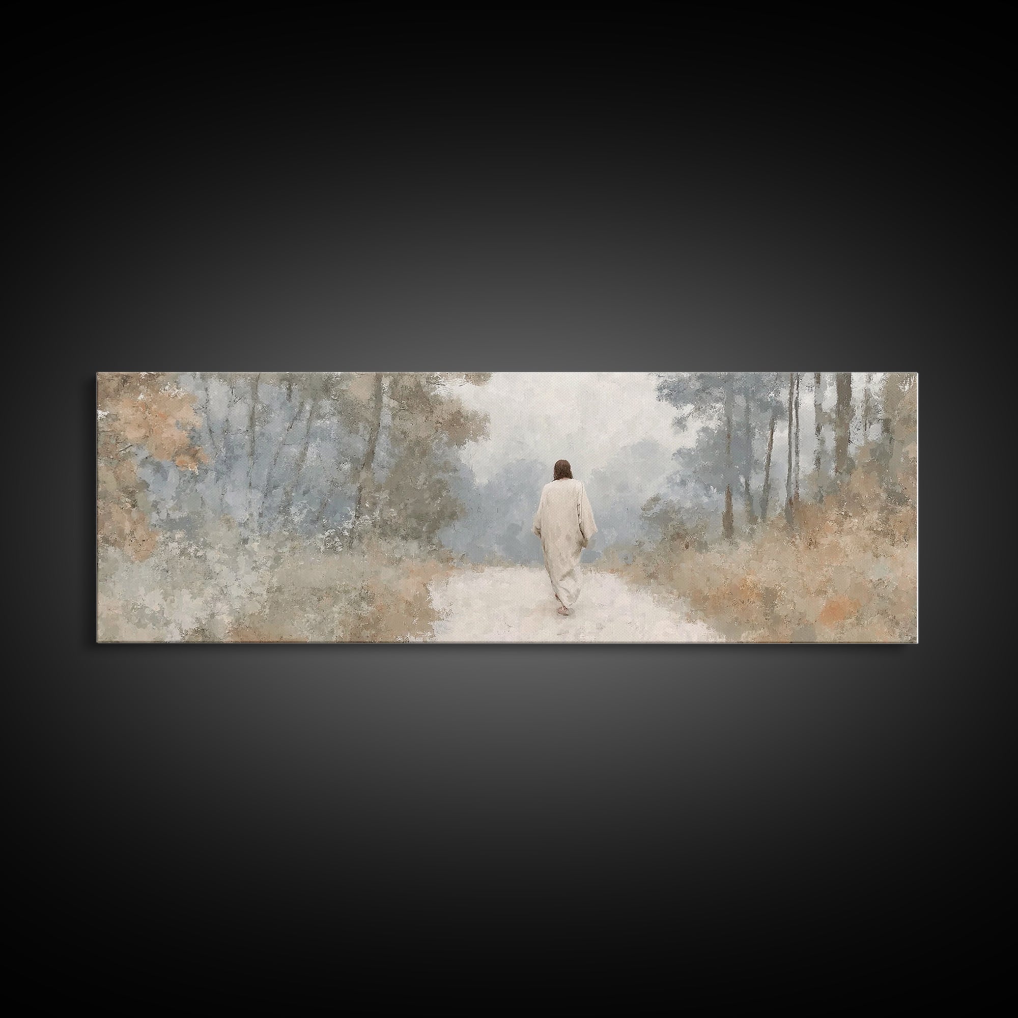 Waters Of Stillness – Framed Canvas Print – Christian Art Painting – Jesus Canvas Art – Panoramic Art – Christian Christmas Art – Subtle Ch