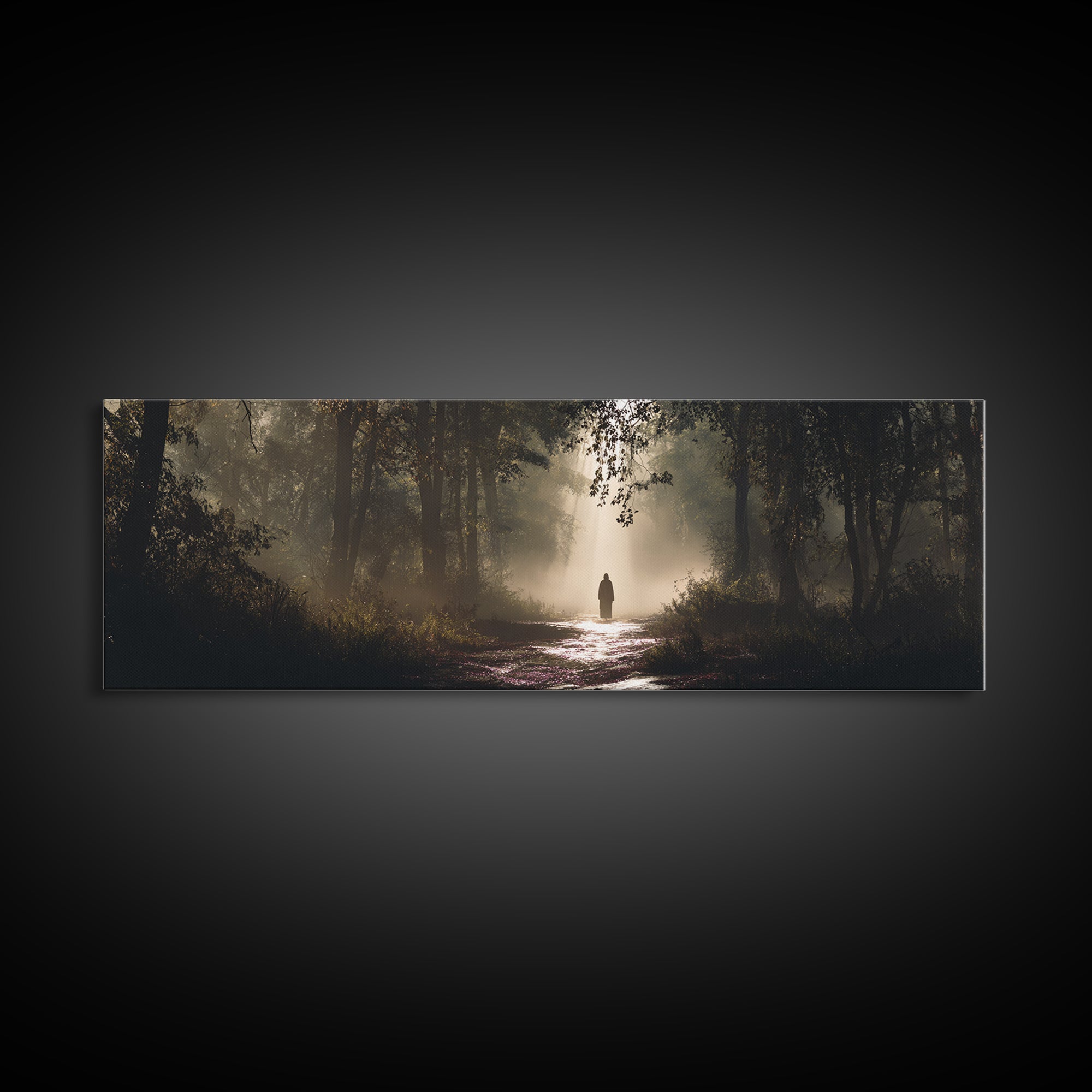 Forest Of Hope - Framed Canvas Print - Christian Wall Art - Jesus Painting - Panoramic Frame - Christian Art Canvas - Moody Christian Art -