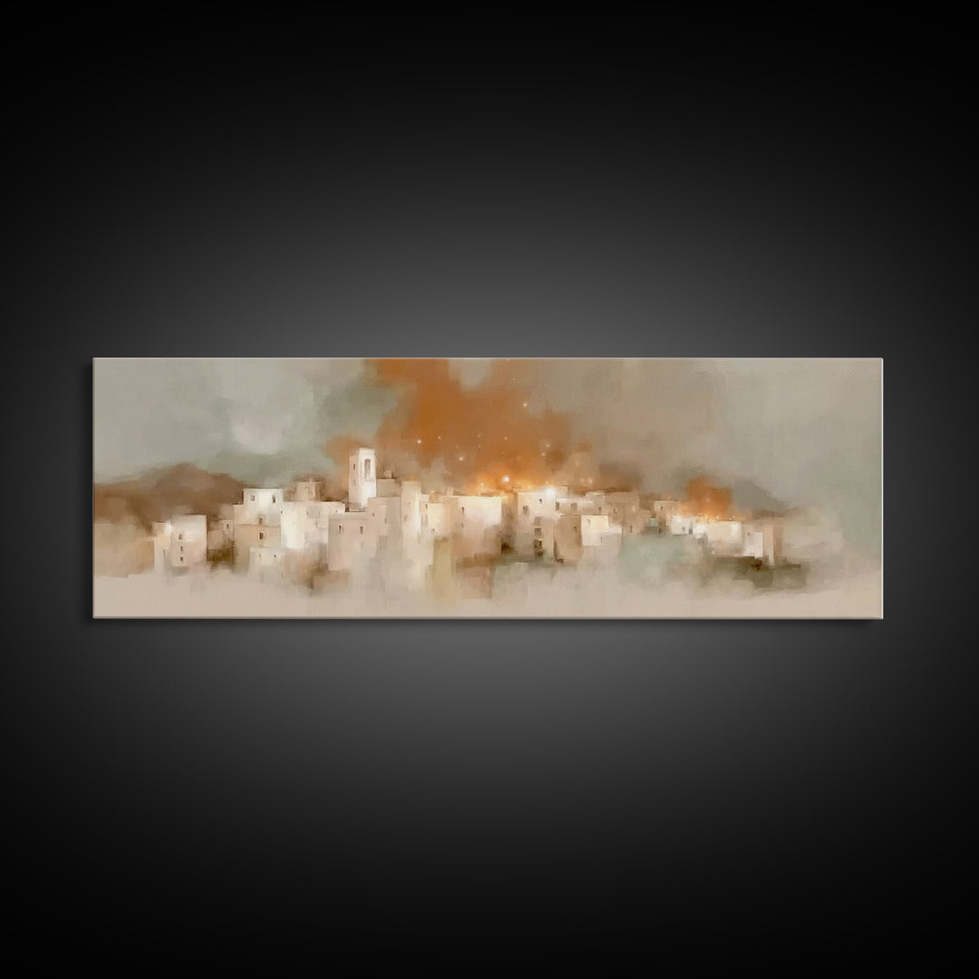 Bethlehem Glow | Framed Canvas Print | Christian Wall Art | Panoramic Art | Christian Art Print | Christmas Art | Unique Christian Art