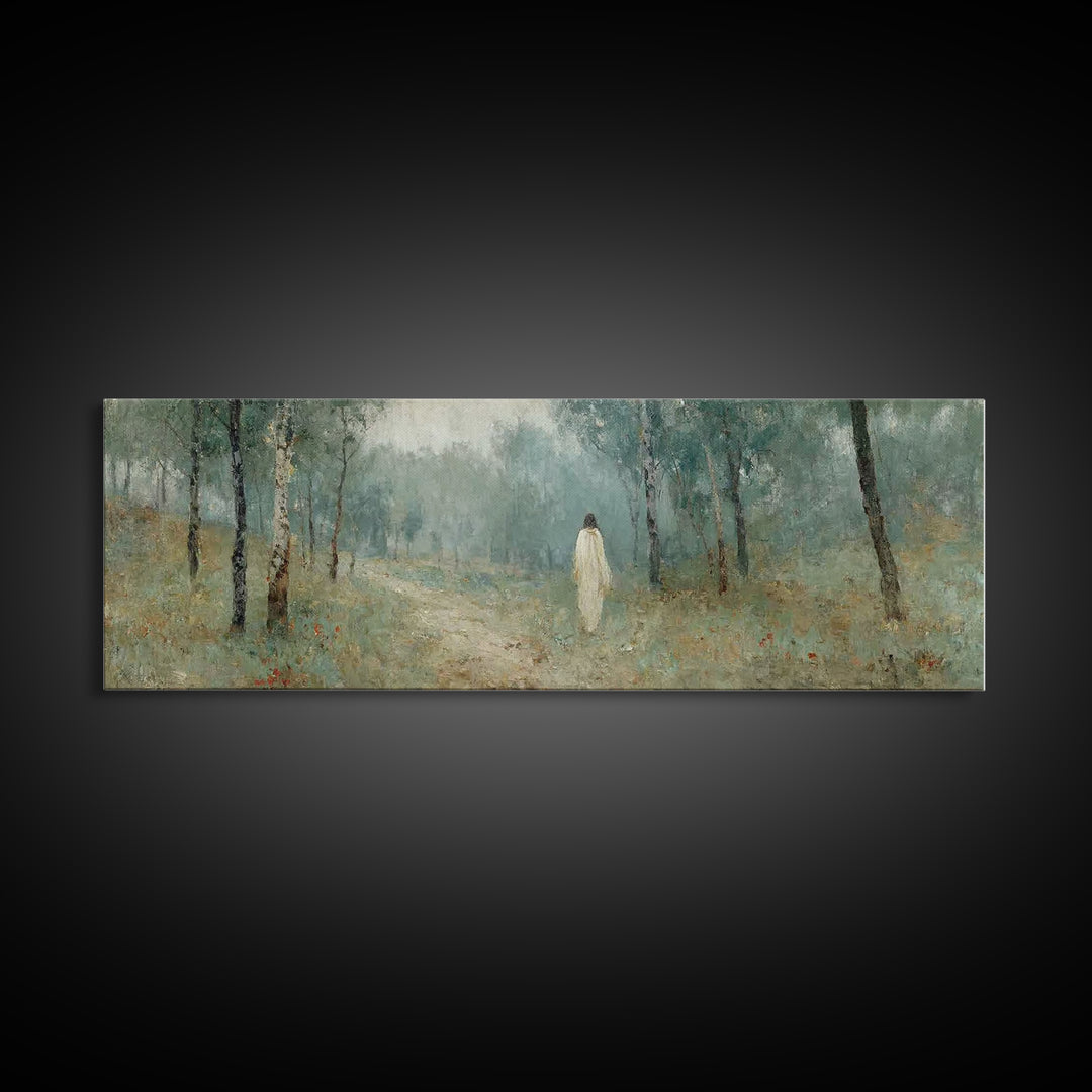 Forest Of Glory – Framed Canvas Print – Christian Wall Art – Panoramic Art – Jesus Painting – Christian Art Canvas – Modern Christian Art –