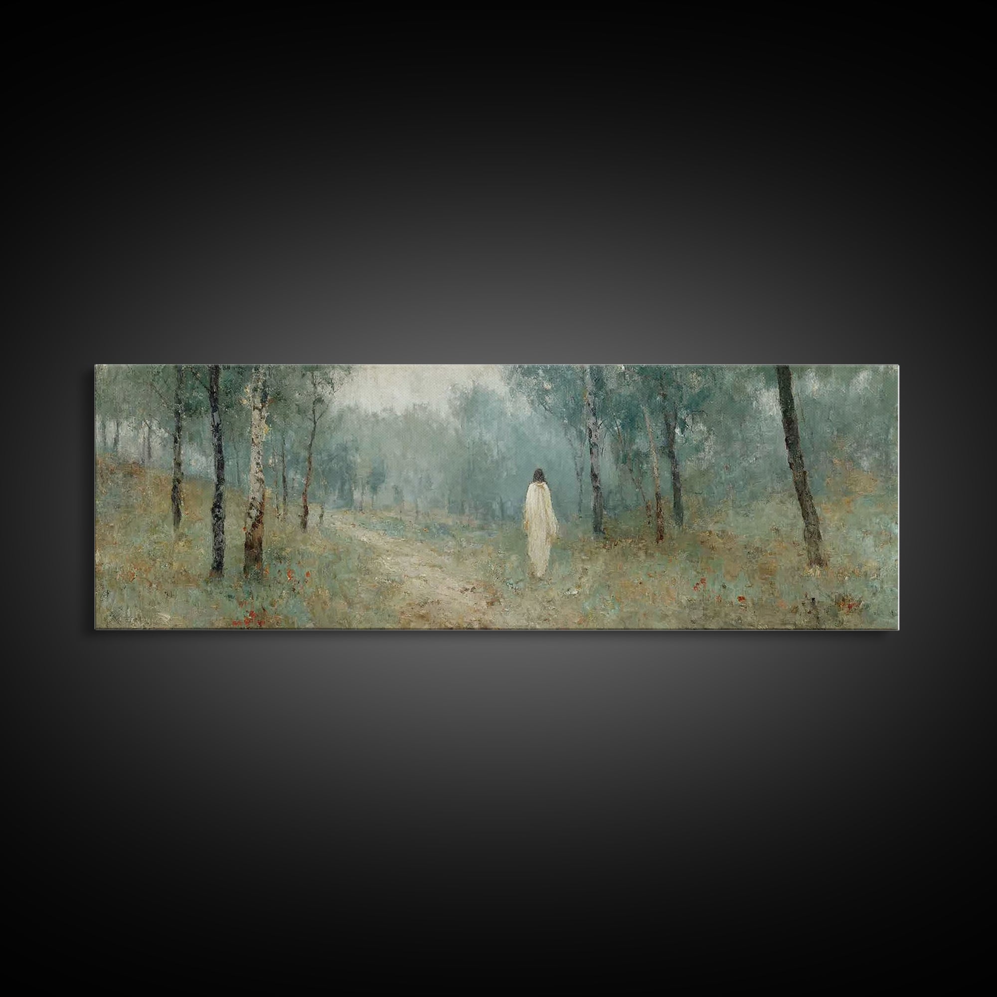 Forest Of Glory – Framed Canvas Print – Christian Wall Art – Panoramic Art – Jesus Painting – Christian Art Canvas – Modern Christian Art –