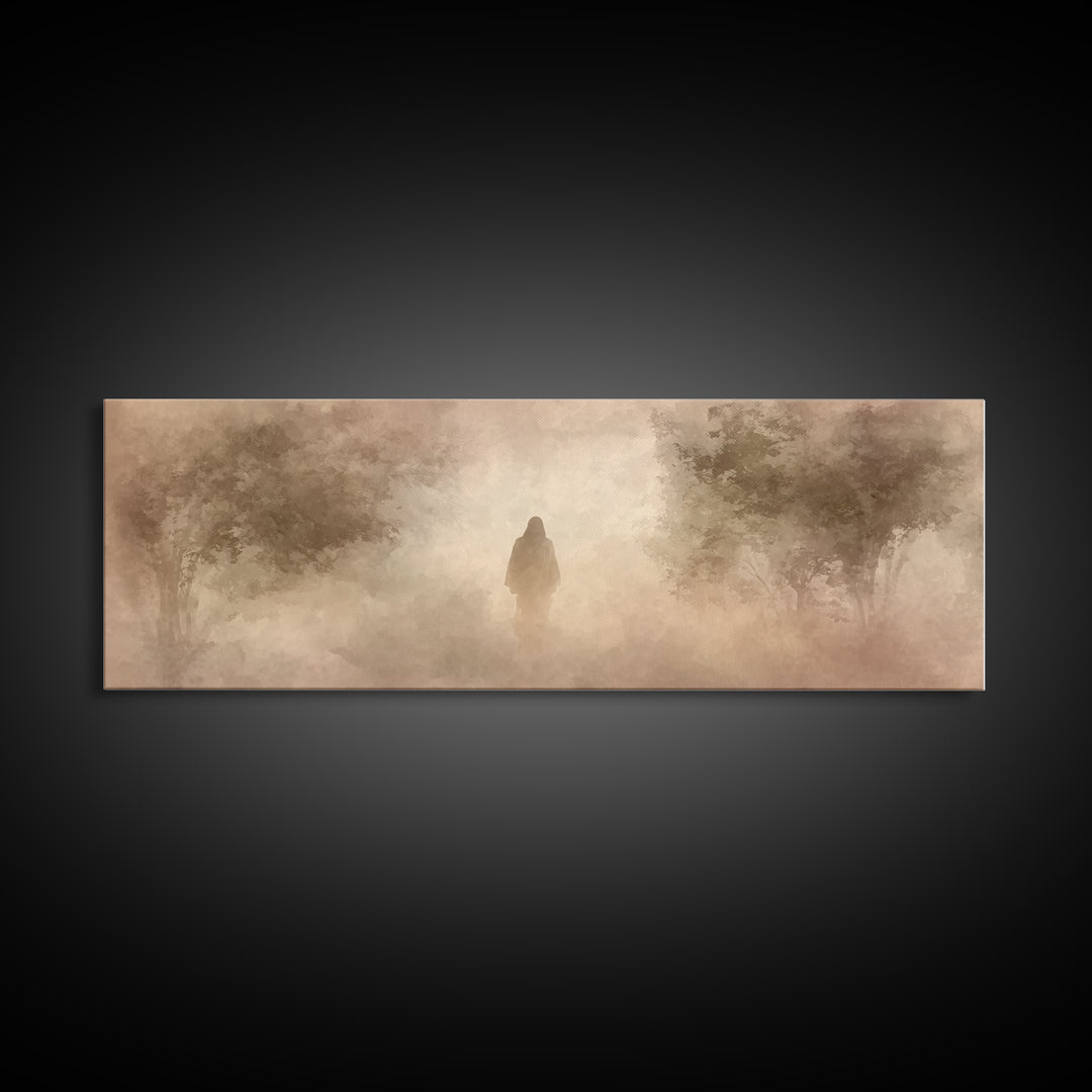 Quiet Divine Path | Framed Canvas Print | Panoramic Painting | Christian Wall Art | Christian Art Work | Subtle Christian Art | Large Chris