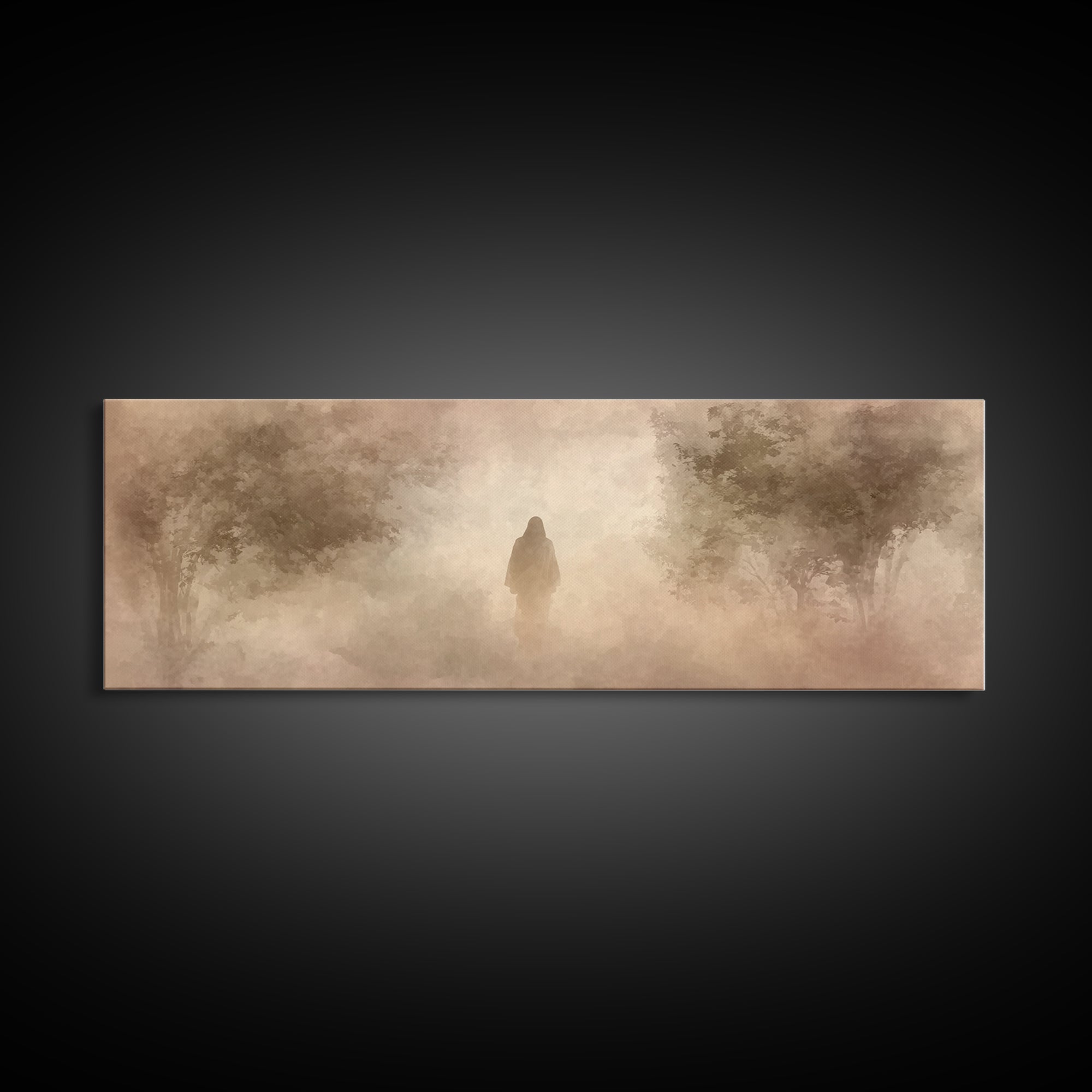 Quiet Divine Path | Framed Canvas Print | Panoramic Painting | Christian Wall Art | Christian Art Work | Subtle Christian Art | Large Chris