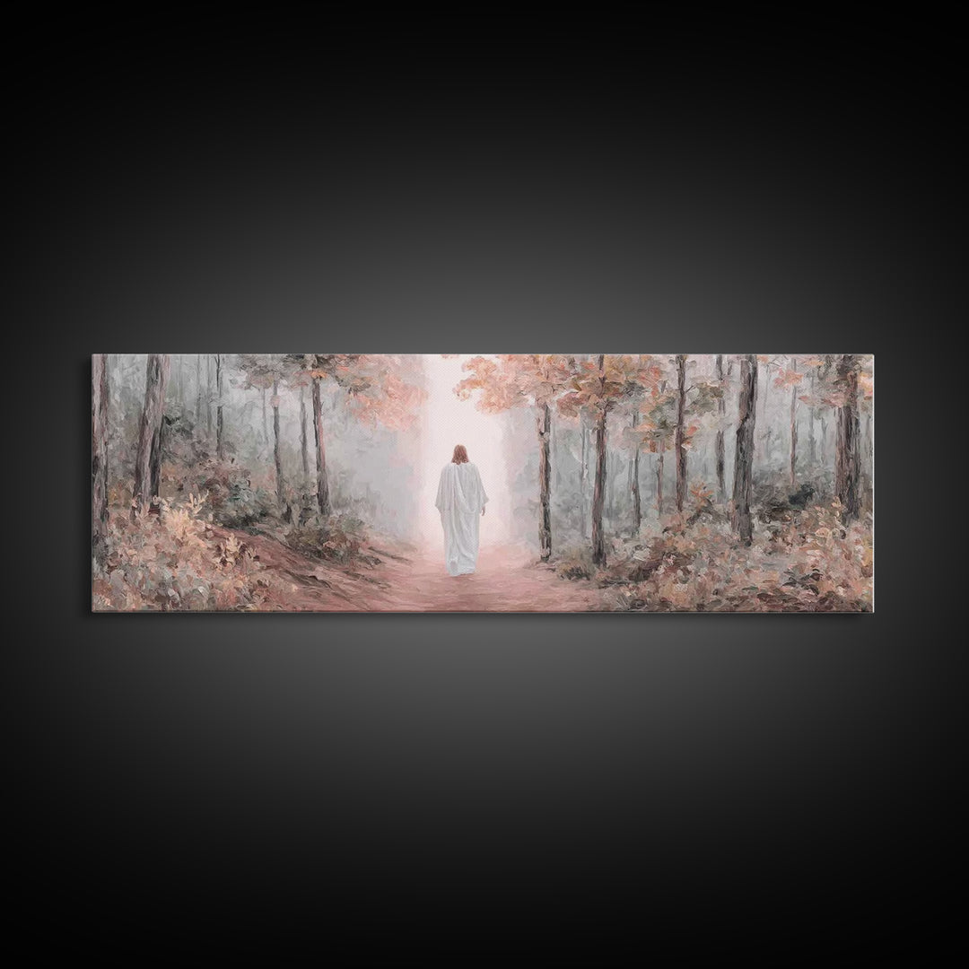 Walk In His Light – Framed Canvas Print – Christian Art Canvas – Panoramic Frame – Christian Wall Art – Christian Art Print – Moody Christi
