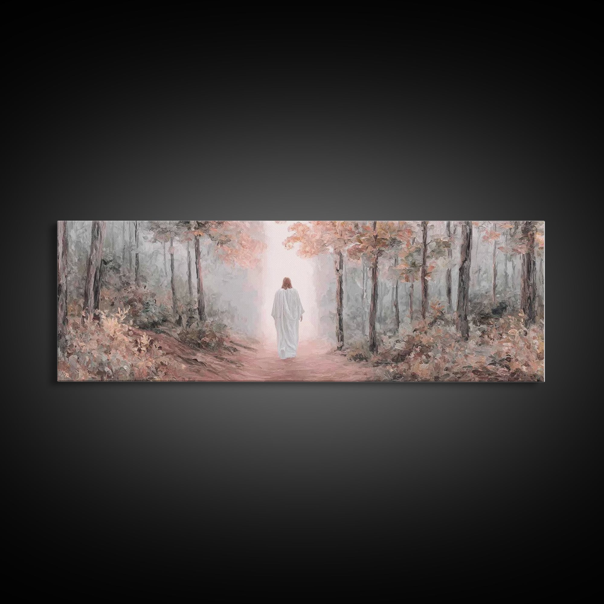 Walk In His Light – Framed Canvas Print – Christian Art Canvas – Panoramic Frame – Christian Wall Art – Christian Art Print – Moody Christi