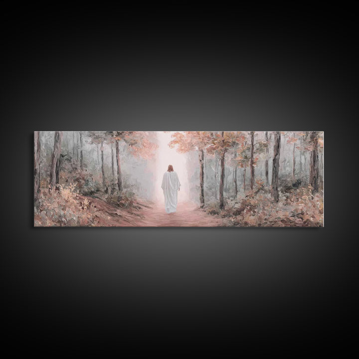 Walk In His Light – Framed Canvas Print – Christian Art Canvas – Panoramic Frame – Christian Wall Art – Christian Art Print – Moody Christi