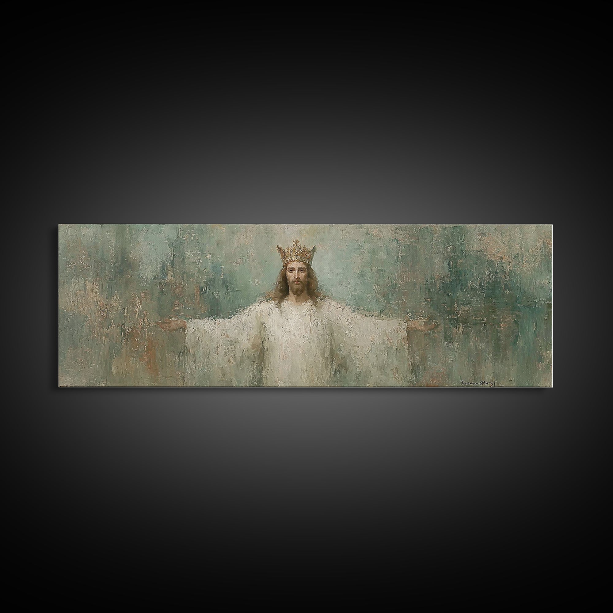 Whispered Hope, Framed Canvas Print, Panoramic Wall Art, Christian Art Canvas, Abstract Christian Art, Modern Christian Painting, Christian