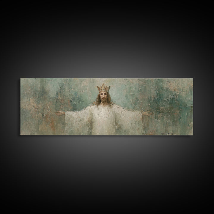 Whispered Hope, Framed Canvas Print, Panoramic Wall Art, Christian Art Canvas, Abstract Christian Art, Modern Christian Painting, Christian