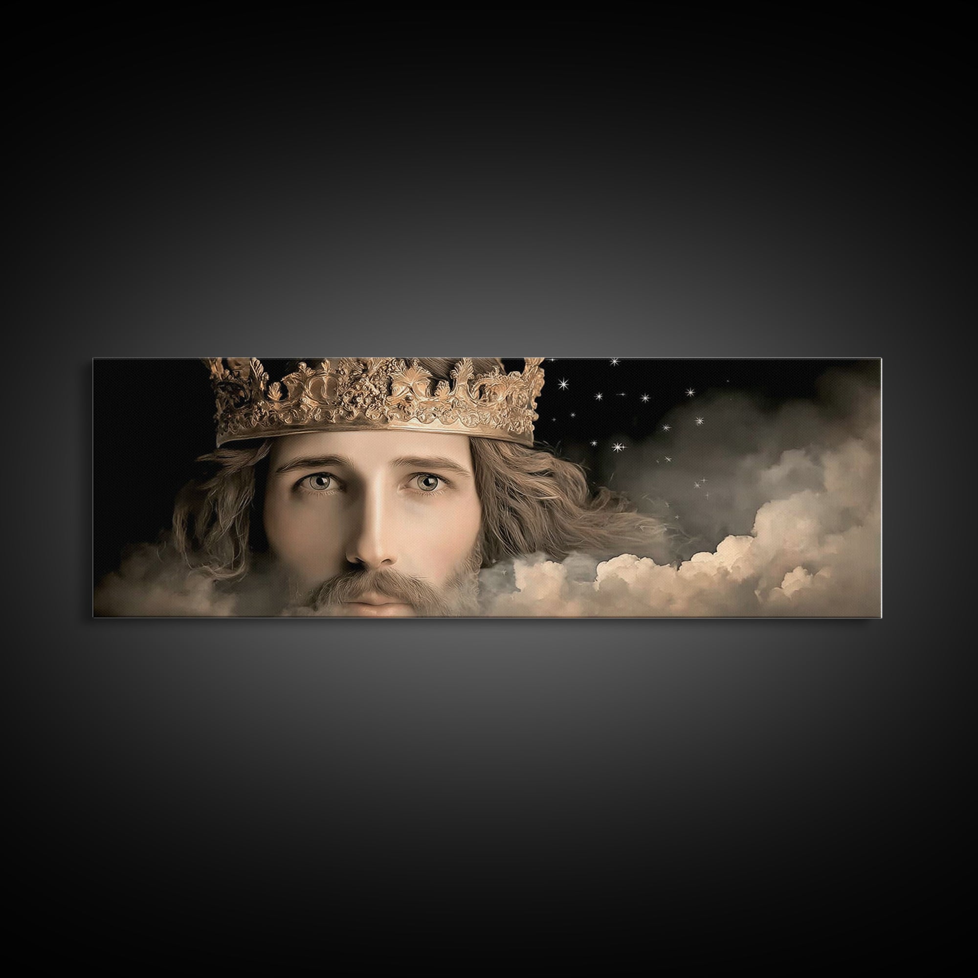 Crowned In Majesty – Framed Canvas Print – Panoramic Print – Christian Wall Art – Jesus Painting – Christian Art Canvas – Large Jesus Paint