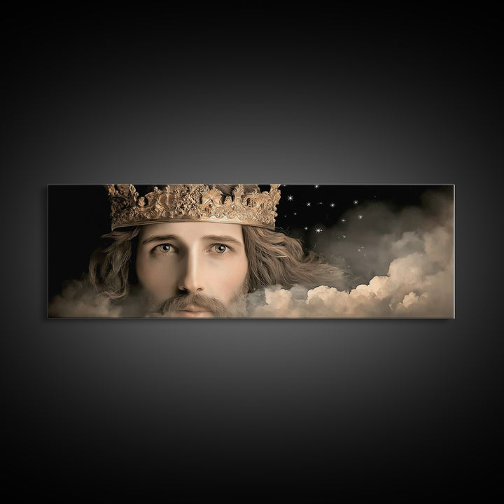 Crowned In Majesty – Framed Canvas Print – Panoramic Print – Christian Wall Art – Jesus Painting – Christian Art Canvas – Large Jesus Paint