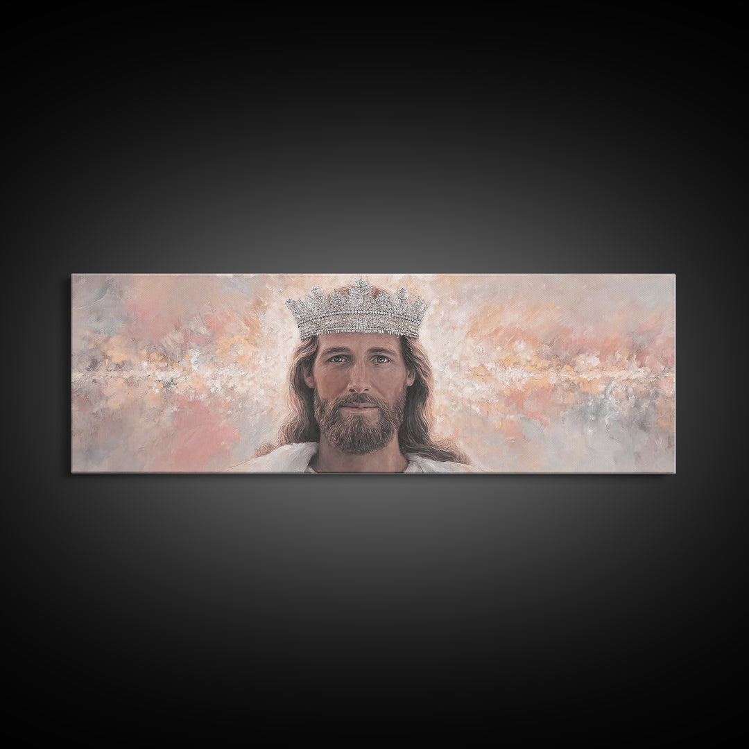 King Of Heaven | Framed Canvas Print | Panoramic Art | Jesus Canvas Art | Christian Wall Art | Modern Christian Art | Christian Art Prints