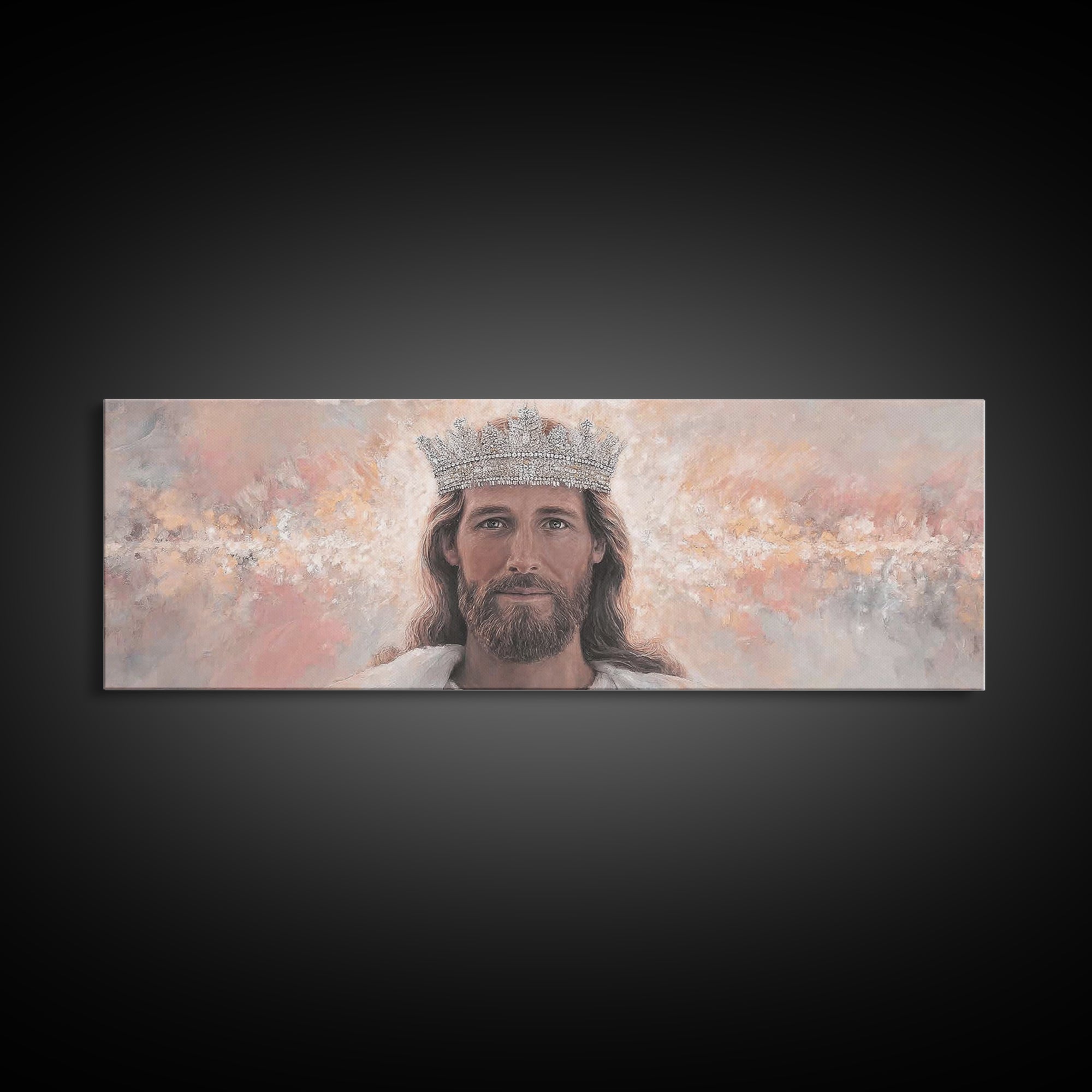 King Of Heaven | Framed Canvas Print | Panoramic Art | Jesus Canvas Art | Christian Wall Art | Modern Christian Art | Christian Art Prints