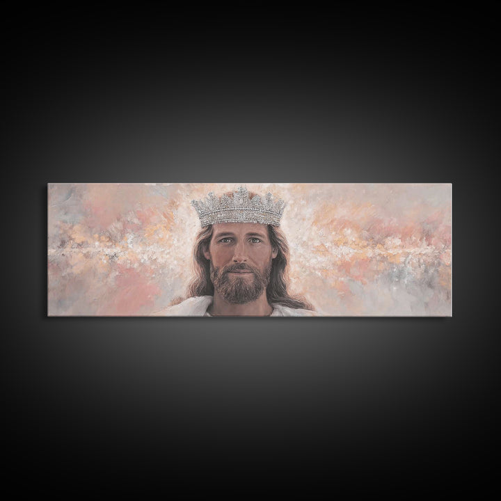 King Of Heaven | Framed Canvas Print | Panoramic Art | Jesus Canvas Art | Christian Wall Art | Modern Christian Art | Christian Art Prints