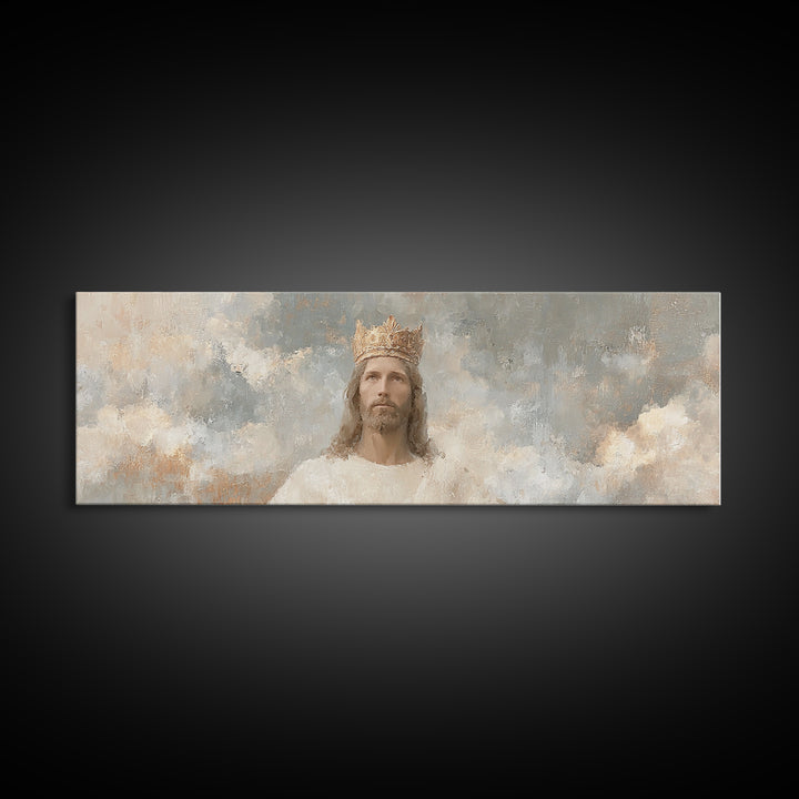 Radiant Crown Light, Framed Canvas Print, Panoramic Painting, Christian Wall Art, Jesus Painting, Christian Art Canvas, Modern Christian Ar