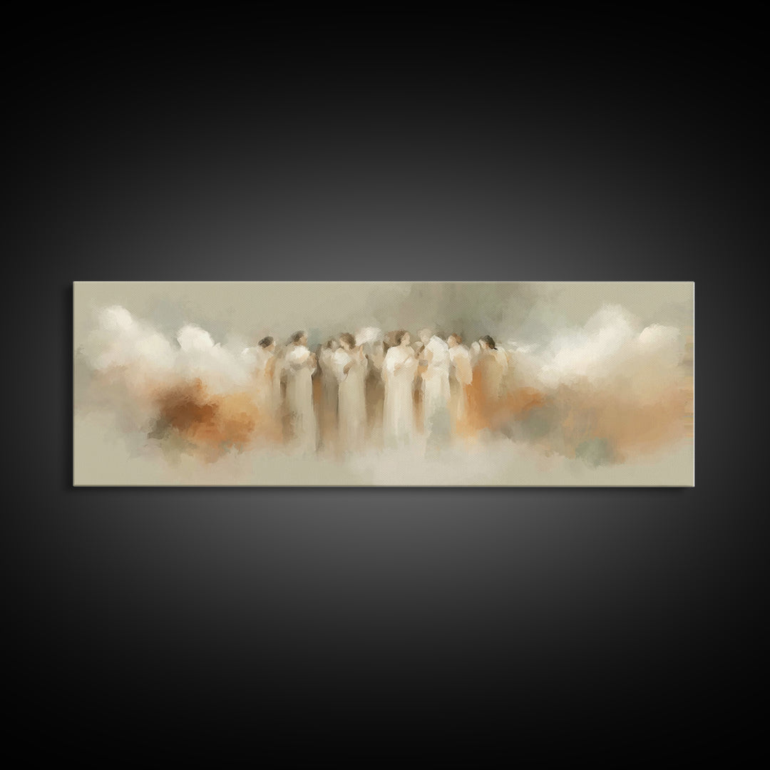 Heavenly Gathering – Framed Canvas Print – Christian Art – Panoramic Wall Art – Christian Art Prints – Christmas Art – Christian Decor For