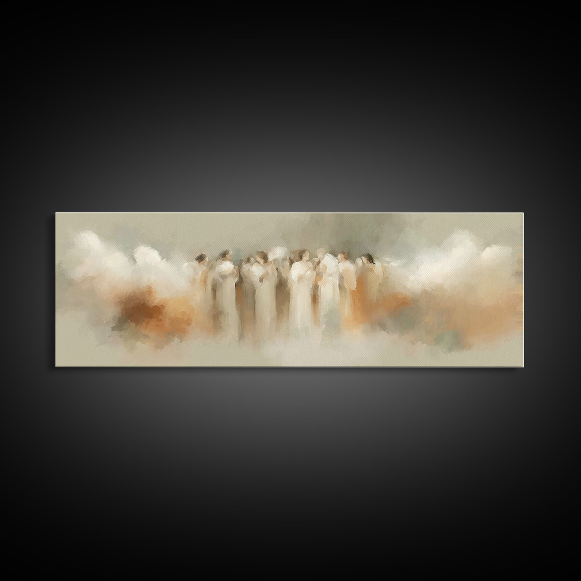 Heavenly Gathering – Framed Canvas Print – Christian Art – Panoramic Wall Art – Christian Art Prints – Christmas Art – Christian Decor For
