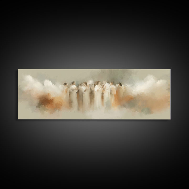 Heavenly Gathering – Framed Canvas Print – Christian Art – Panoramic Wall Art – Christian Art Prints – Christmas Art – Christian Decor For