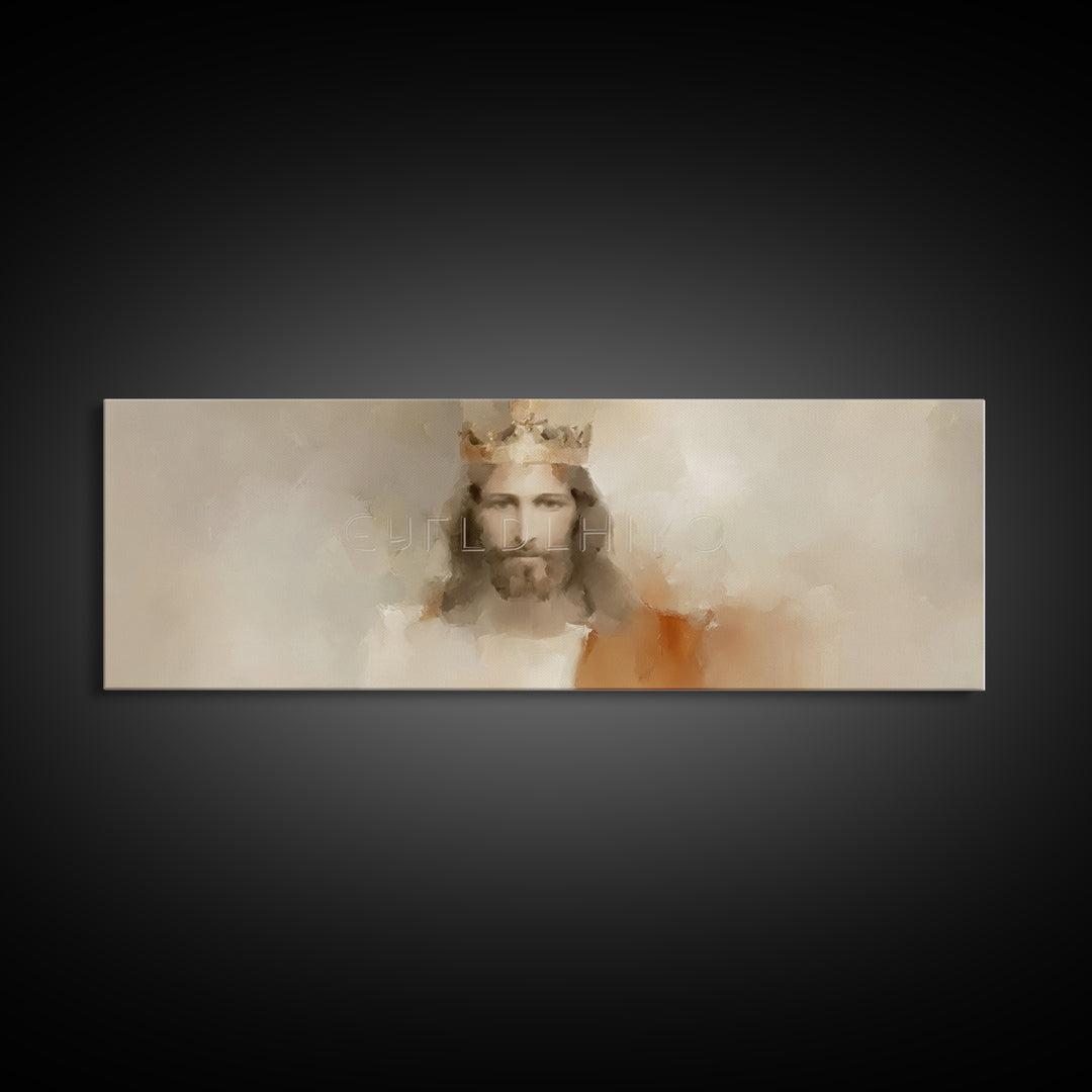 Eternal King Glory – Framed Canvas Print – Panoramic Wall Art – Christian Art Work – Jesus Painting – Christian Art Canvas – Large Christia