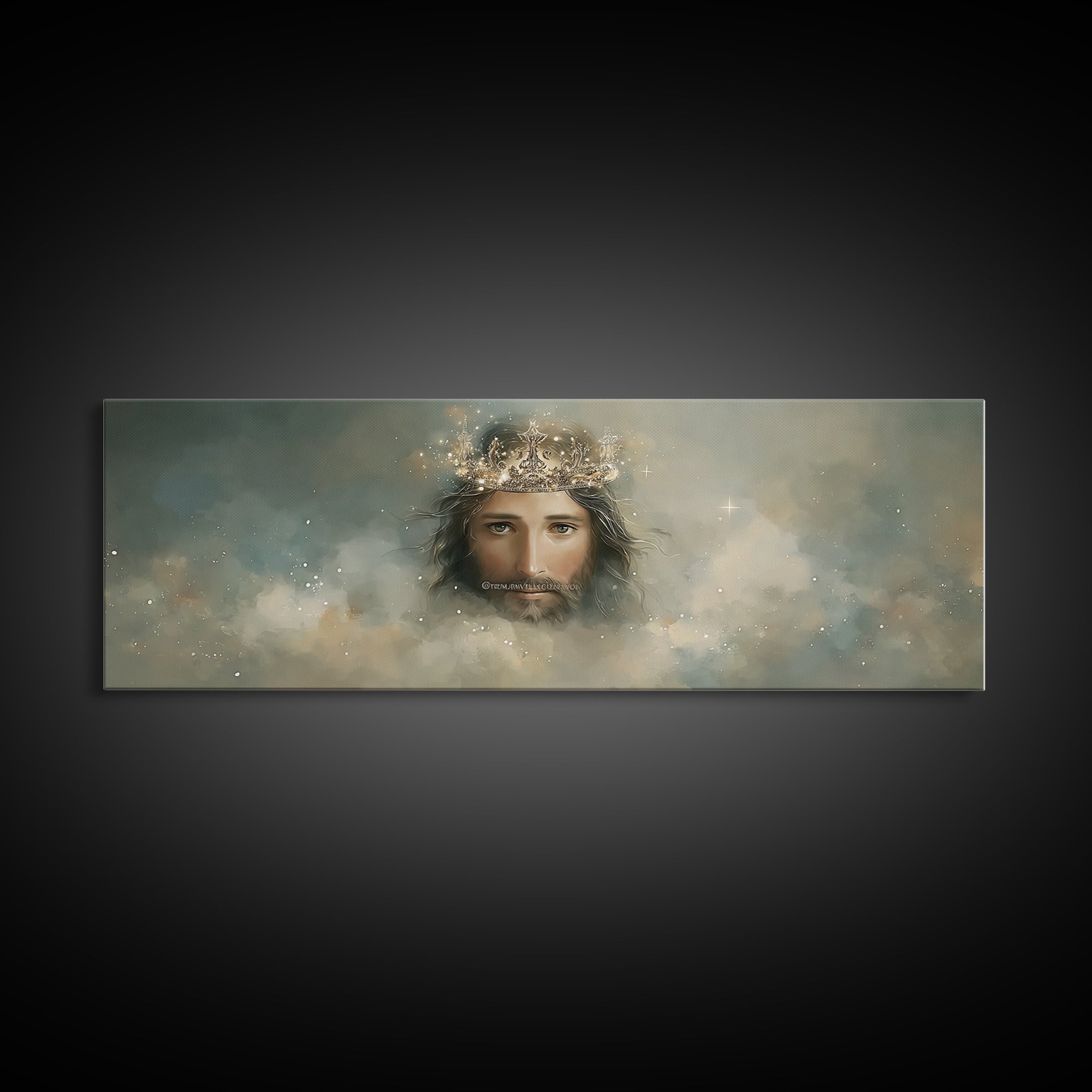 Heavenly Crown – Framed Canvas Print – Christian Wall Art – Jesus Painting – Panoramic Art – Christian Christmas Art – Christian Decor