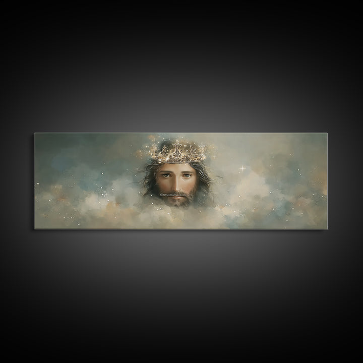 Heavenly Crown – Framed Canvas Print – Christian Wall Art – Jesus Painting – Panoramic Art – Christian Christmas Art – Christian Decor