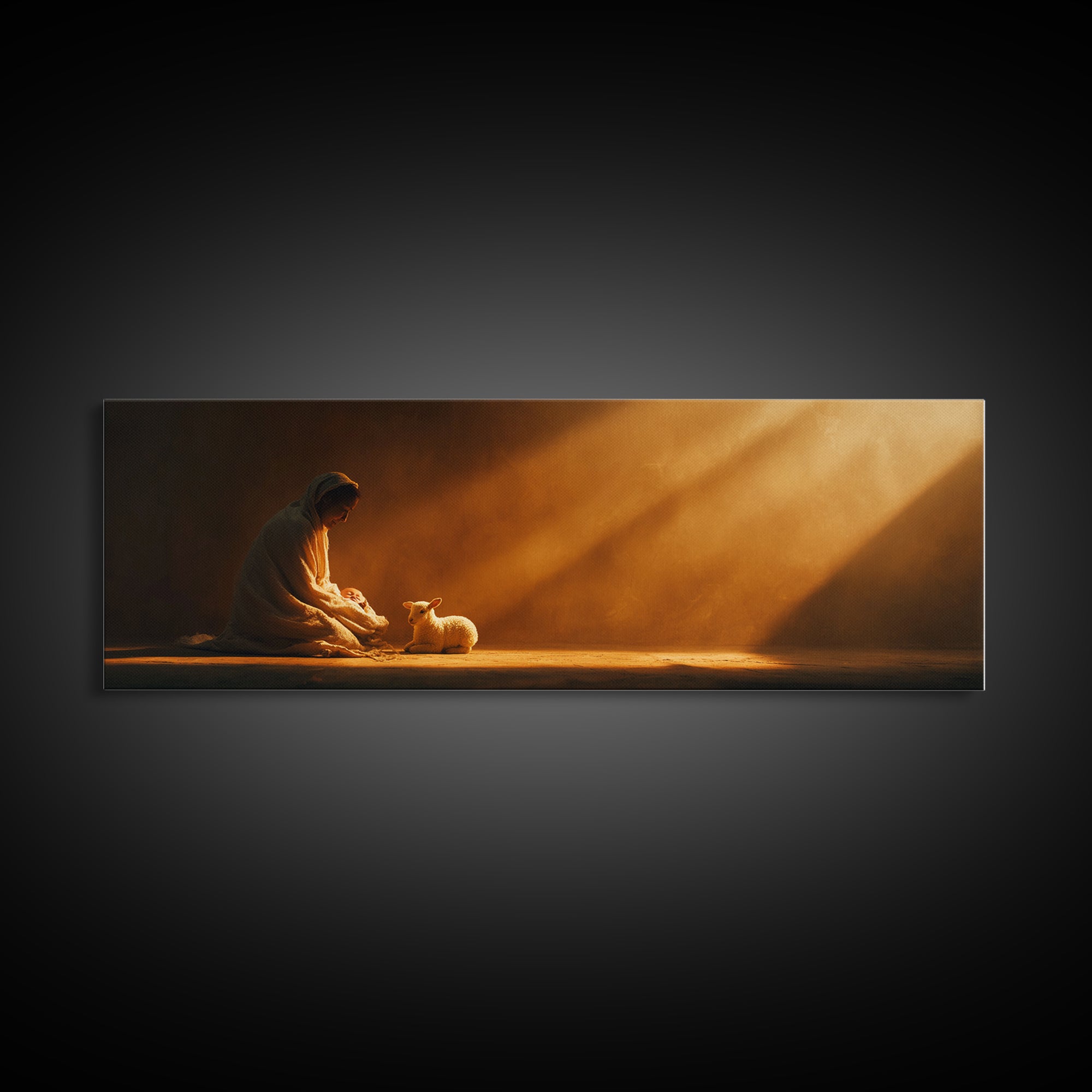 Celestial Nativity | Framed Canvas Print | Christian Wall Art | Christmas Wall Art | Panoramic Art | Christian Decorations | Christmas Art