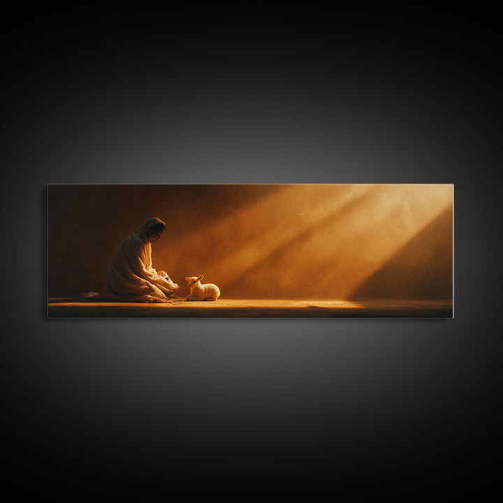 Celestial Nativity | Framed Canvas Print | Christian Wall Art | Christmas Wall Art | Panoramic Art | Christian Decorations | Christmas Art