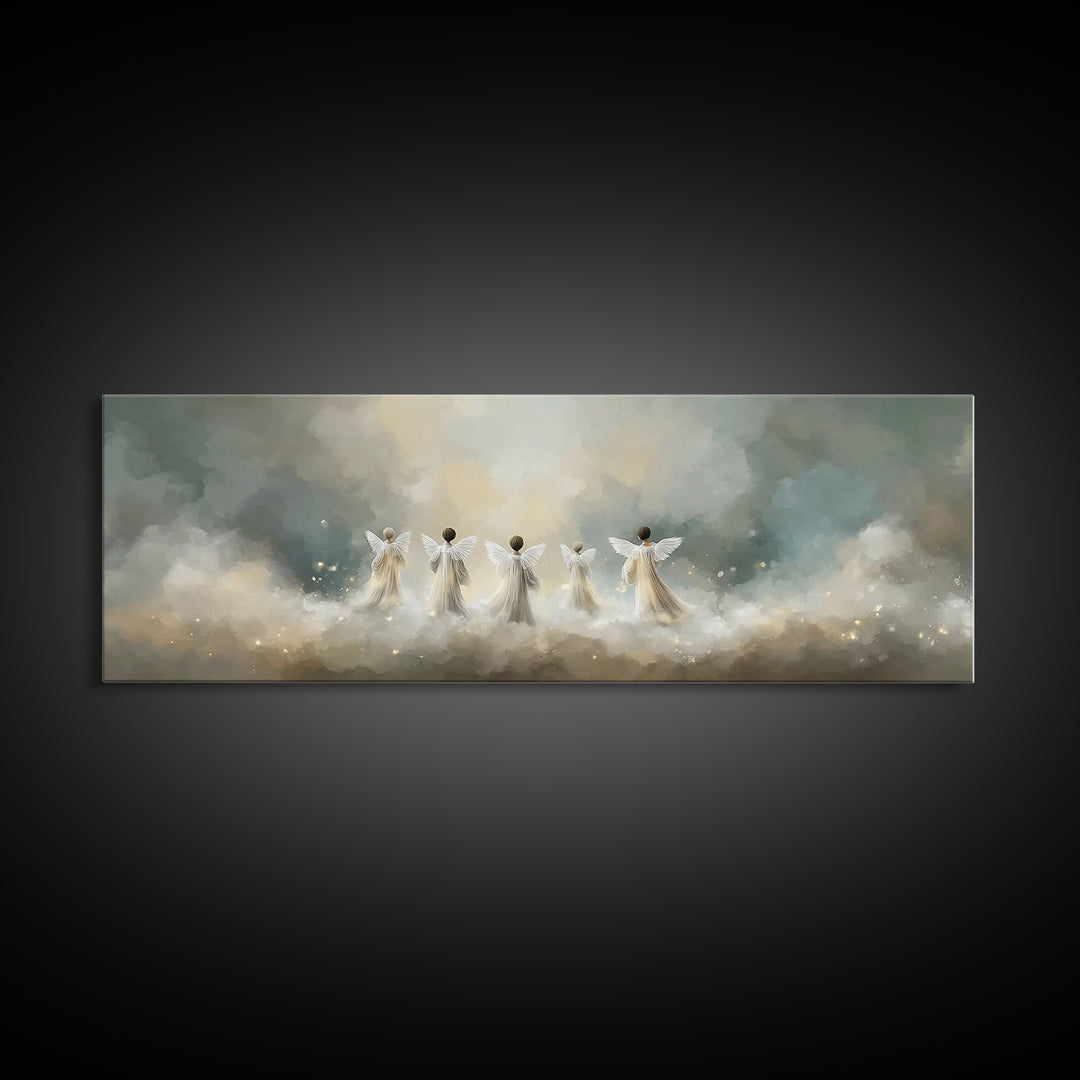 Angelic Hope Rise, Framed Canvas Print, Christian Paintings, Panoramic Frame, Christian Art Canvas, Christmas Art Prints, Christian Decorat