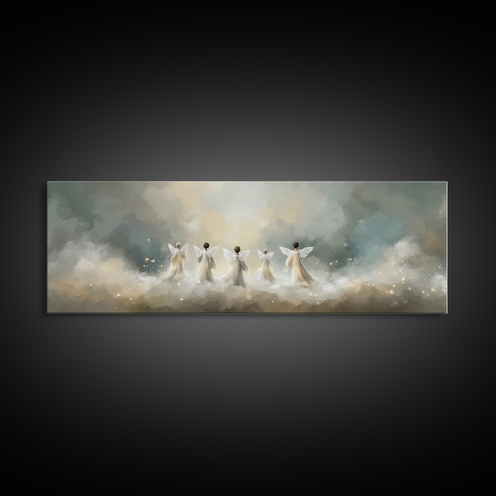 Angelic Hope Rise, Framed Canvas Print, Christian Paintings, Panoramic Frame, Christian Art Canvas, Christmas Art Prints, Christian Decorat