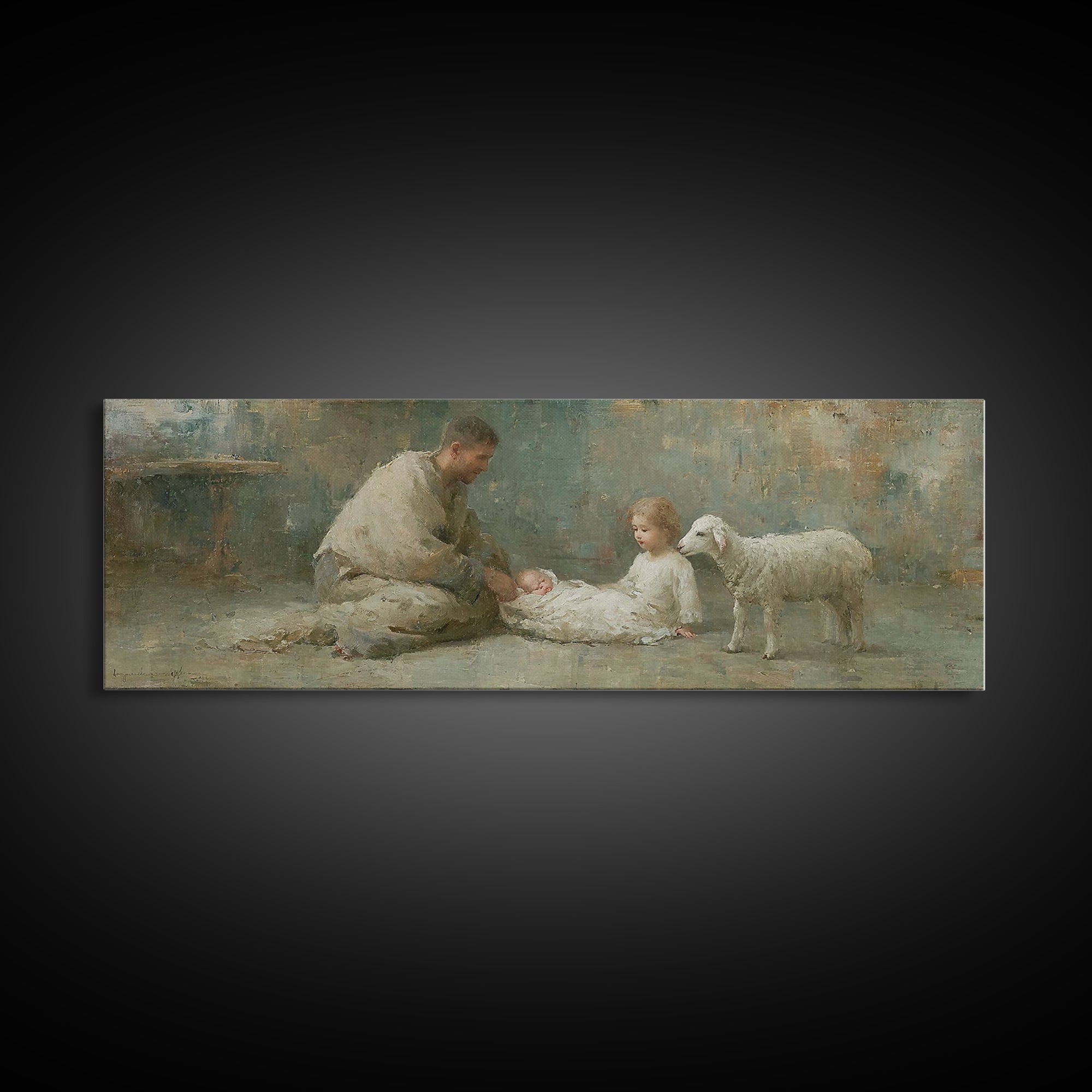 Shepherd’s Welcome – Framed Canvas Print – Christian Wall Art – Christmas Art – Panoramic Print – Christian Art Canvas – Christian Gift Ide