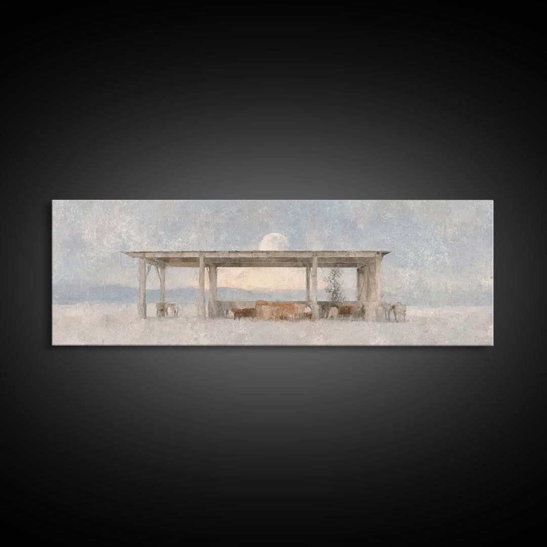 Winter Pasture Grace – Framed Canvas Print – Panoramic Art – Christian Wall Art – Christmas Art – Christian Art Canvas – Christmas Decorati