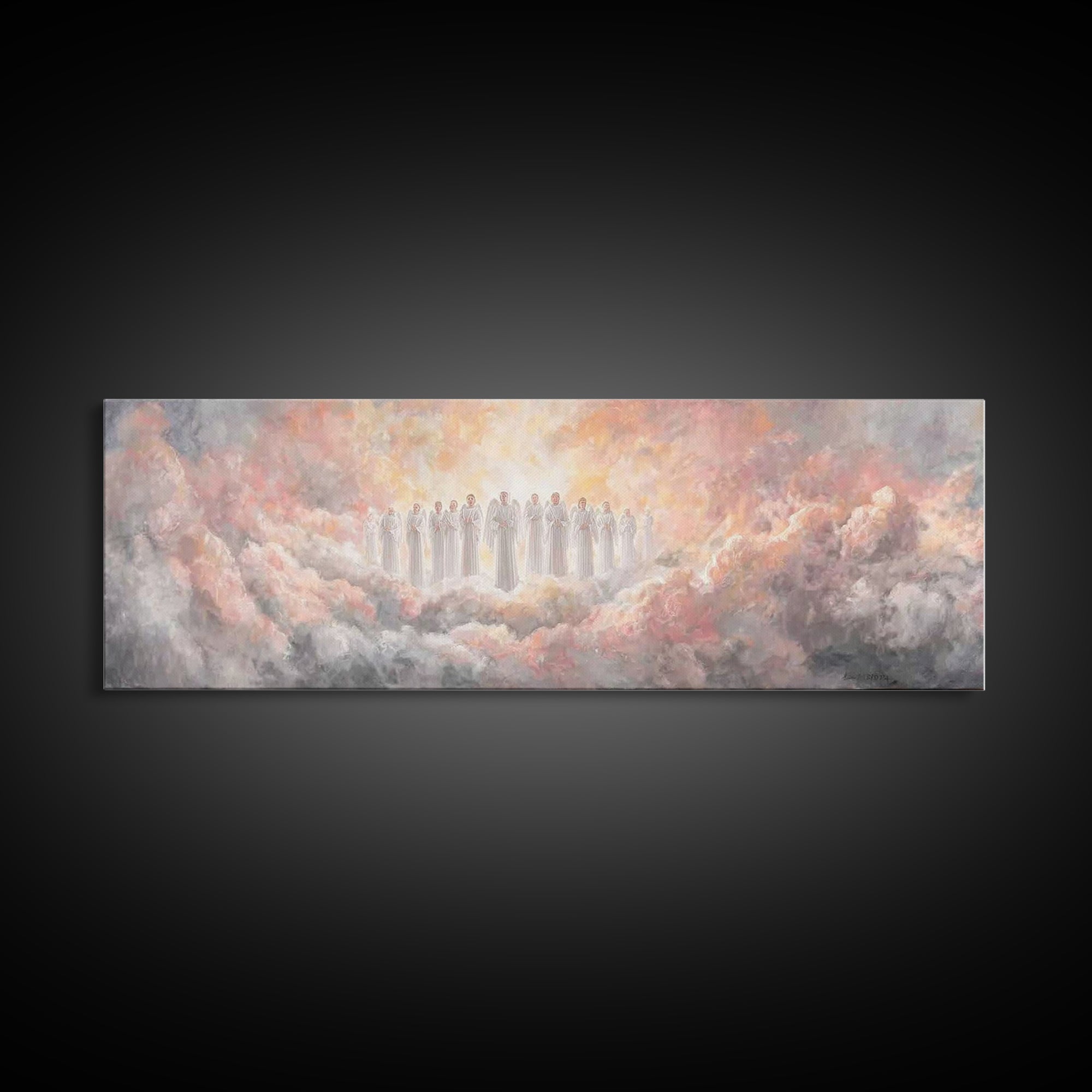 Cloudborne Angels | Framed Canvas Print | Christian Art Work | Panoramic Art | Christian Canvas Art | Christmas Wall Art | Christian Gift