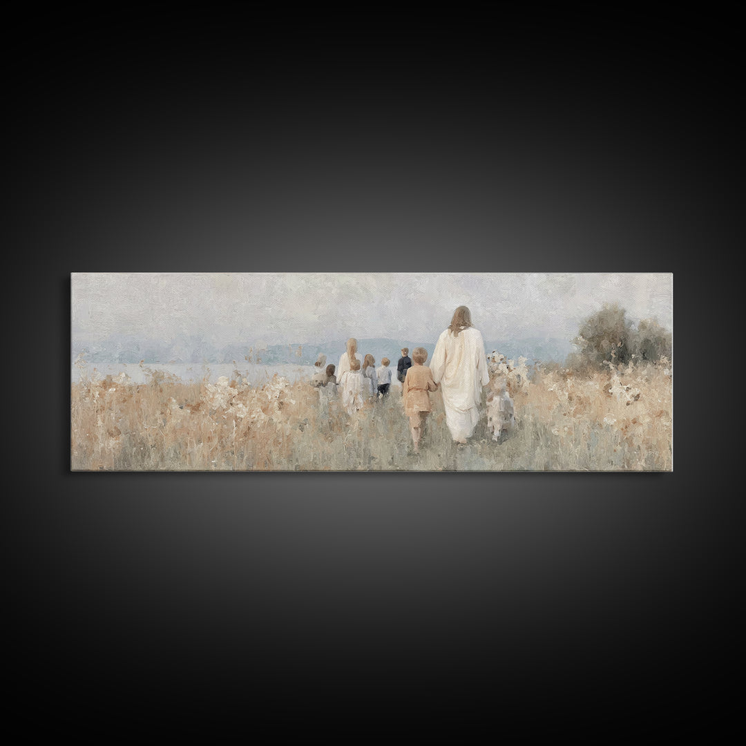 Shepherd’s Dawn – Framed Canvas Print – Christian Wall Art – Panoramic Art – Christian Christmas Art – Jesus Painting – Christian Art Work