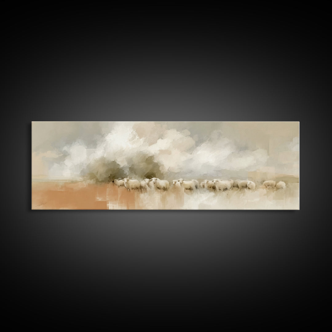 Gentle Shepherd – Framed Canvas Print – Christian Art Canvas – Panoramic Art – Christian Wall Art – Christmas Art – Jesus Painting