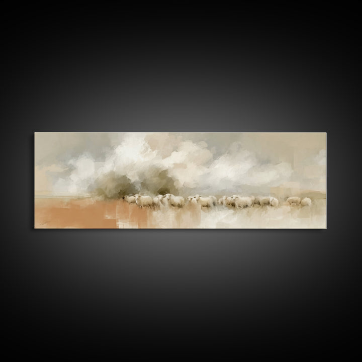Gentle Shepherd – Framed Canvas Print – Christian Art Canvas – Panoramic Art – Christian Wall Art – Christmas Art – Jesus Painting
