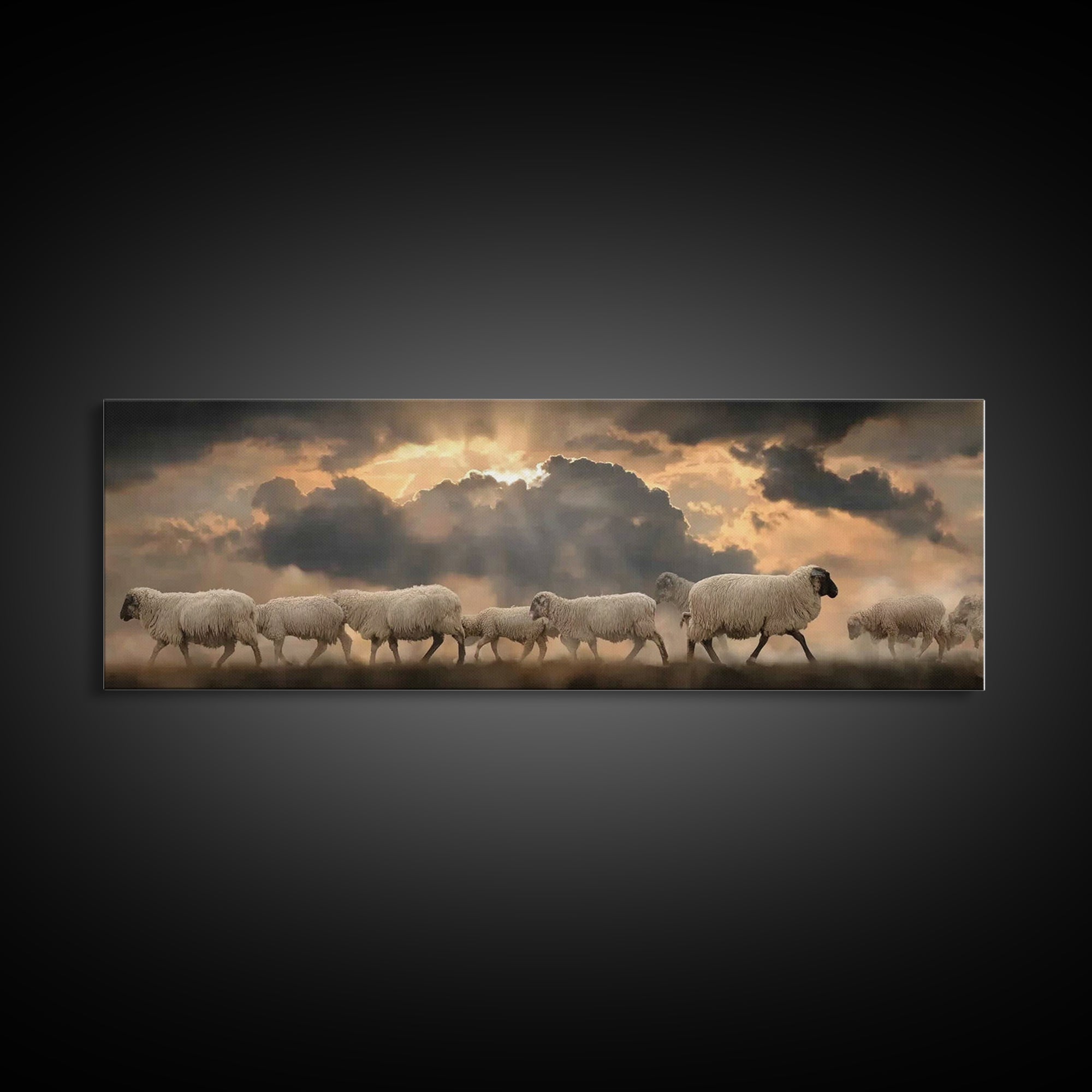 Fields Of Peace | Framed Canvas Print | Christian Wall Art | Panoramic Painting | Christian Art Canvas | Christian Christmas Art | Jesus Pa