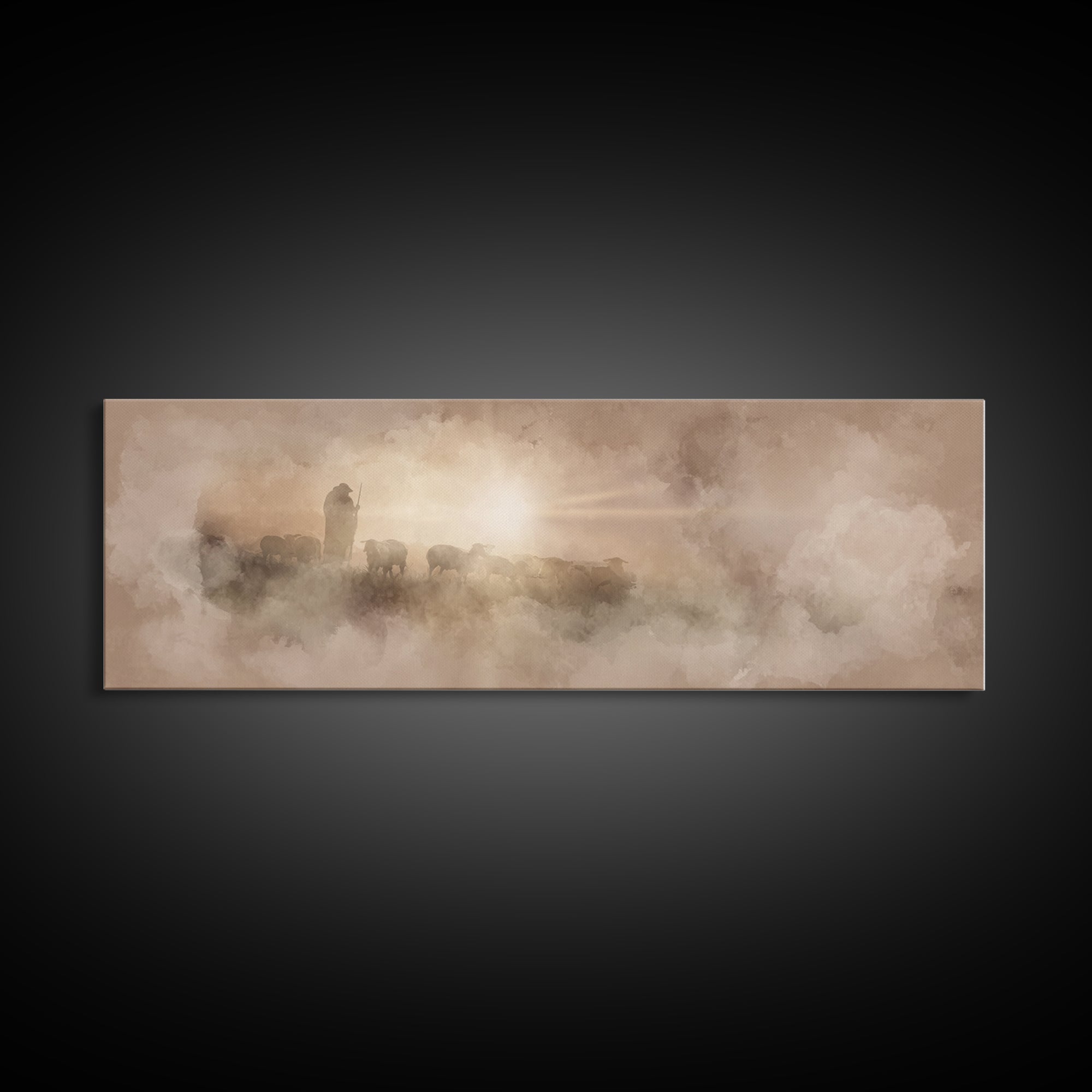 Radiant Horizon, Framed Canvas Print, Christian Art Canvas, Panoramic Wall Art, Christian Wall Art, Christmas Art, Modern Christian Art