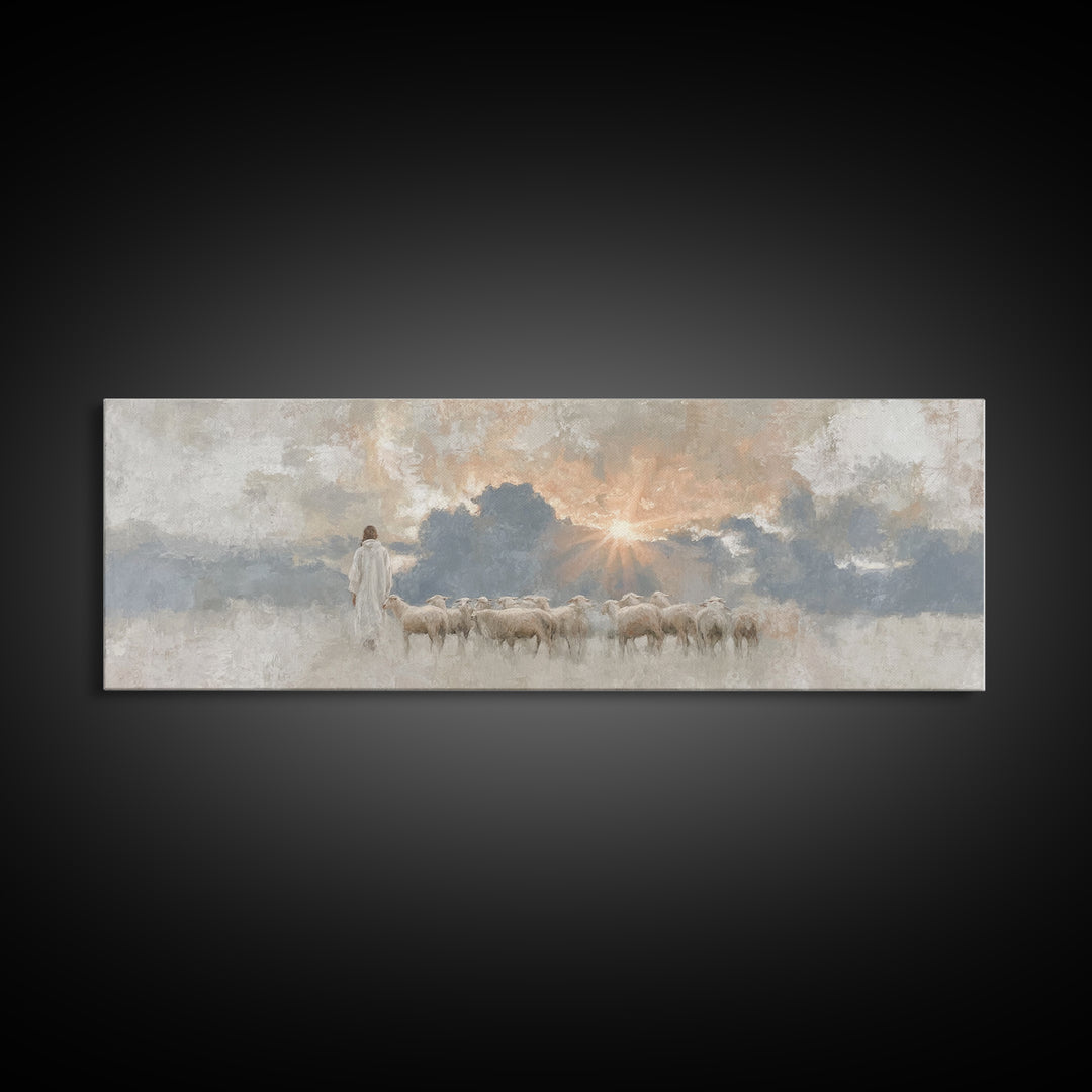 Light Of Mercy | Framed Canvas Print | Panoramic Art | Jesus Painting | Christian Wall Art | Christian Art Canvas | Christian Christmas Art