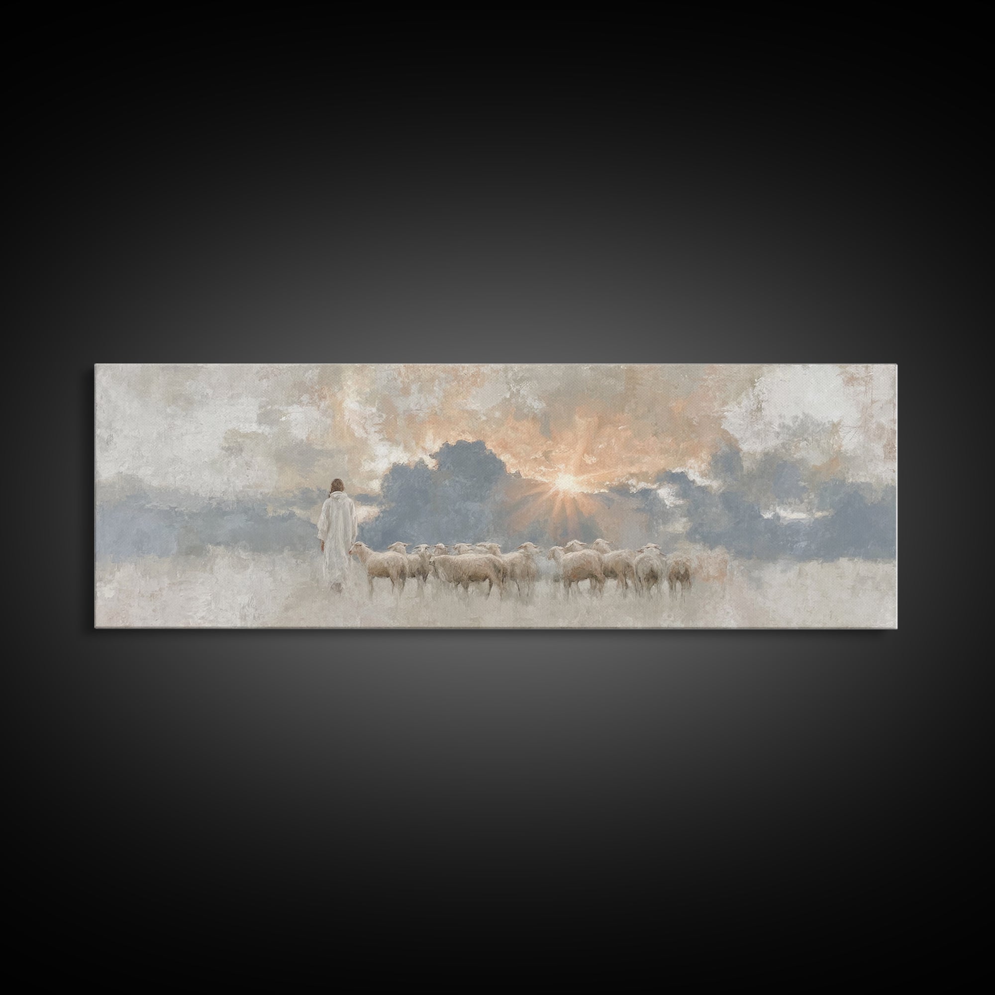 Light Of Mercy | Framed Canvas Print | Panoramic Art | Jesus Painting | Christian Wall Art | Christian Art Canvas | Christian Christmas Art