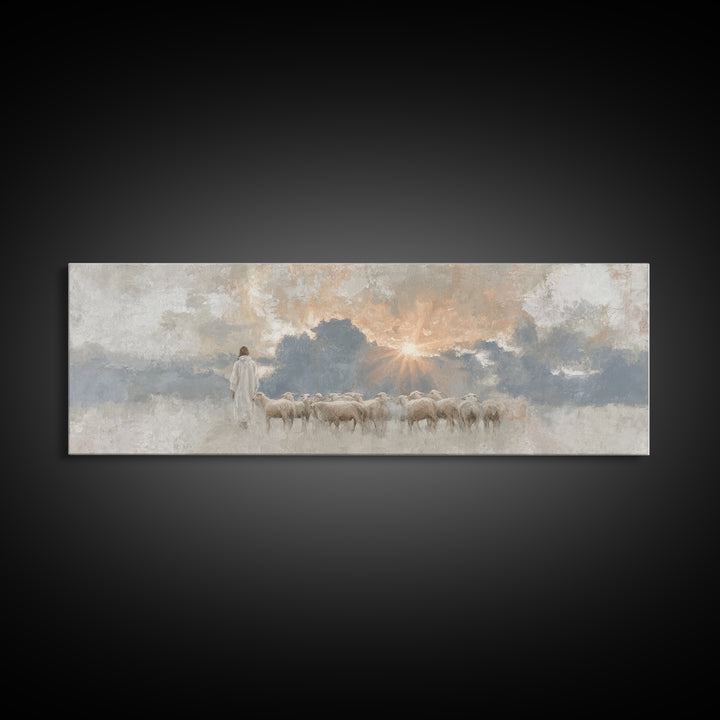 Light Of Mercy | Framed Canvas Print | Panoramic Art | Jesus Painting | Christian Wall Art | Christian Art Canvas | Christian Christmas Art