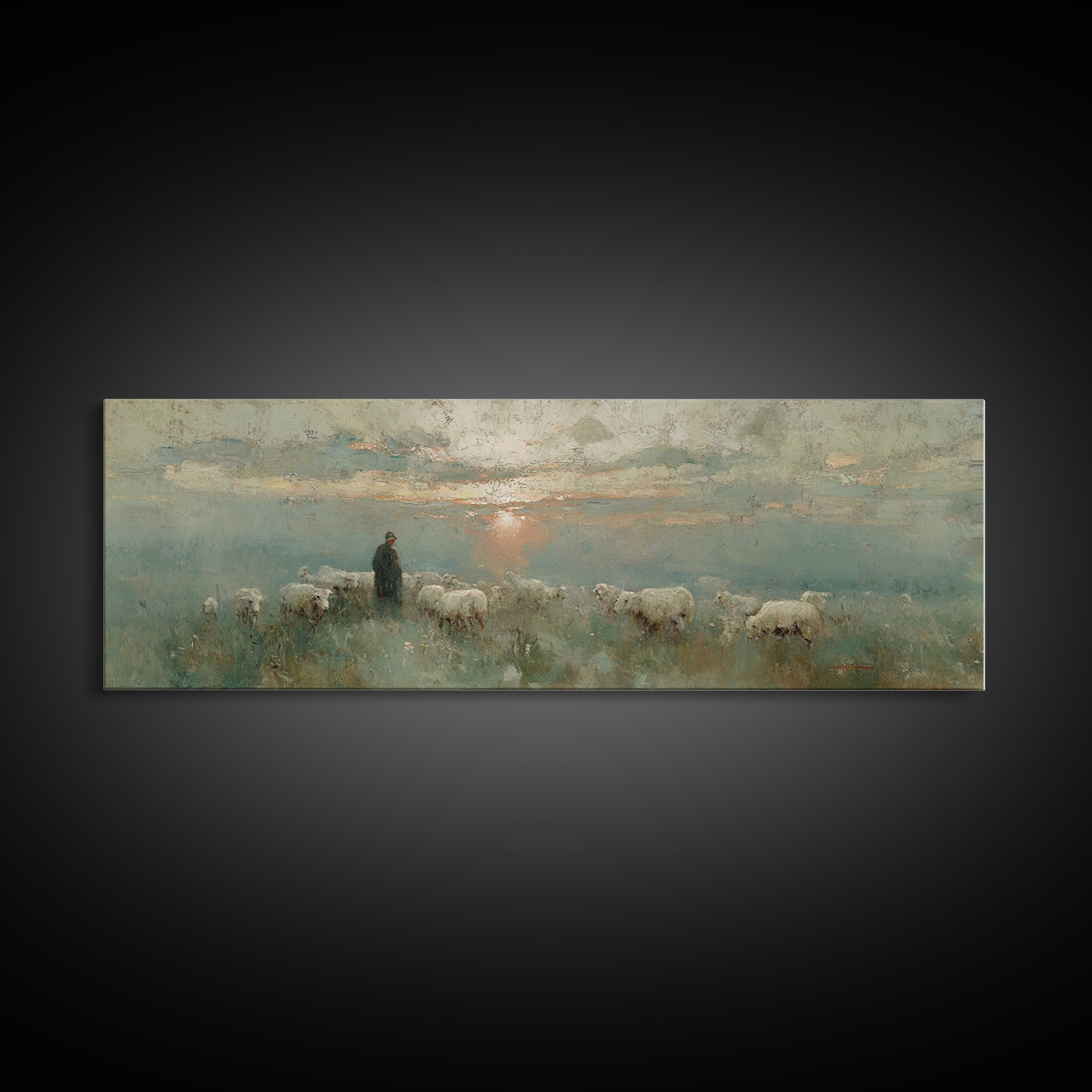 Horizon Of Peace, Framed Canvas Print, Panoramic Print, Christian Wall Art, Christian Art Canvas, Jesus Painting, Christmas Art