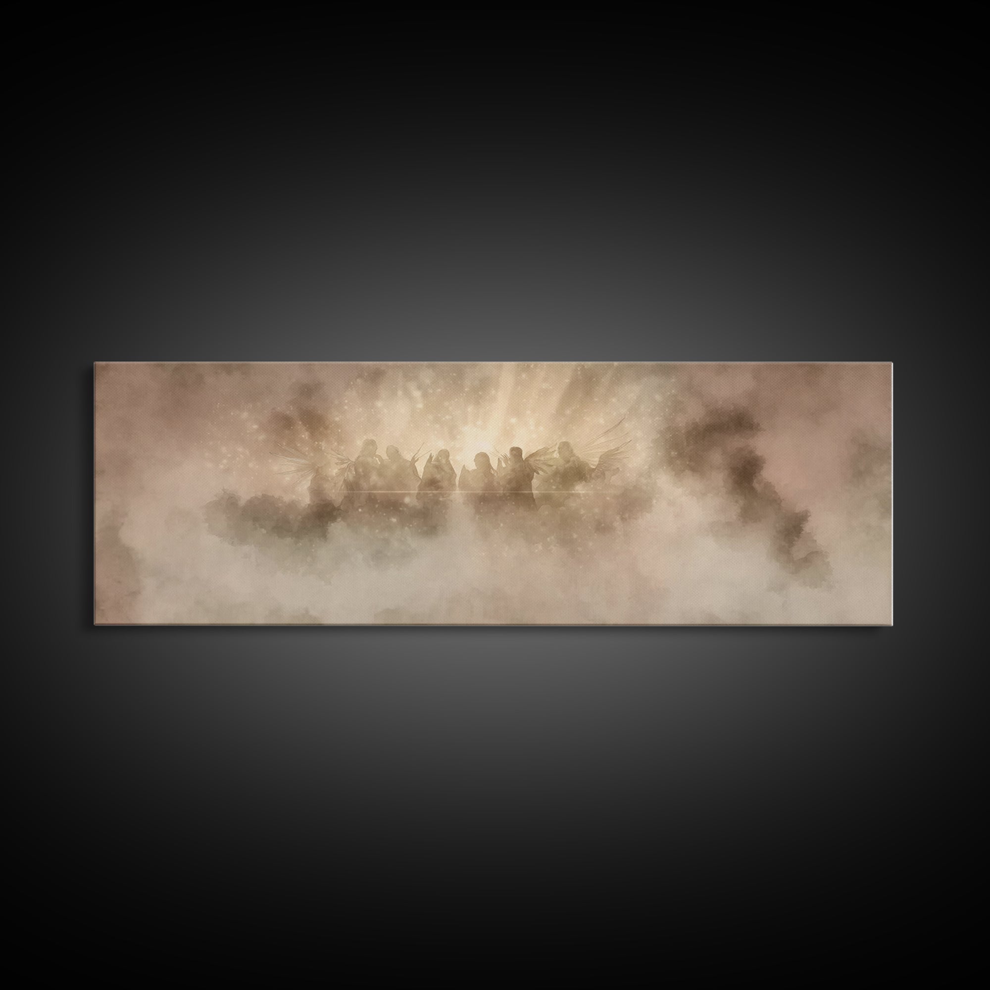 Celestial Chorus, Framed Canvas Print, Christian Art Canvas, Panoramic Wall Art, Christmas Art, Christian Art Gift, Modern Christian Art