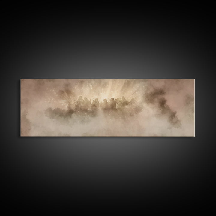 Celestial Chorus, Framed Canvas Print, Christian Art Canvas, Panoramic Wall Art, Christmas Art, Christian Art Gift, Modern Christian Art